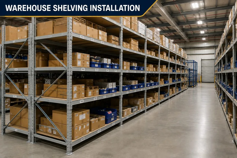Warehouse shelving installation