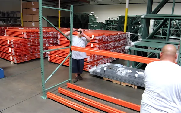 Warehouse shelving installed and loaded with cartons
