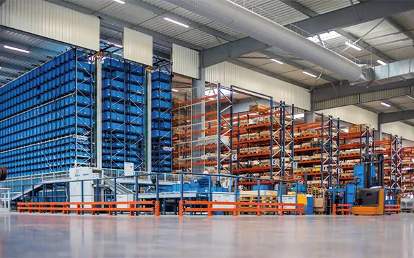 Warehouse fitted out with storage racking
